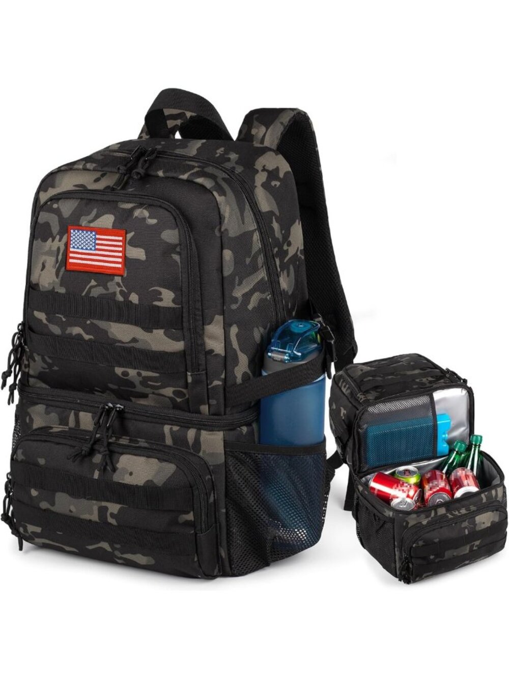 Large Tactical Cooler Backpack for Men | Double Deck Lunch Bag with 2